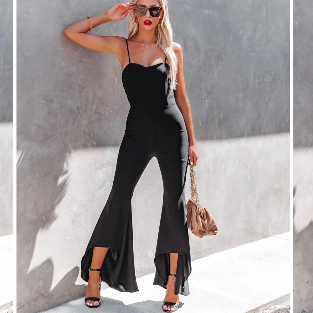 New Vici black fitted high-low leg jumpsuit